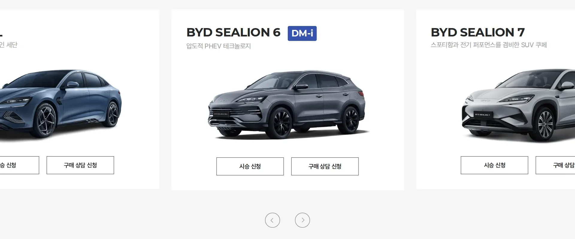 BYD Korea 상품·콘텐츠 목록 섹션