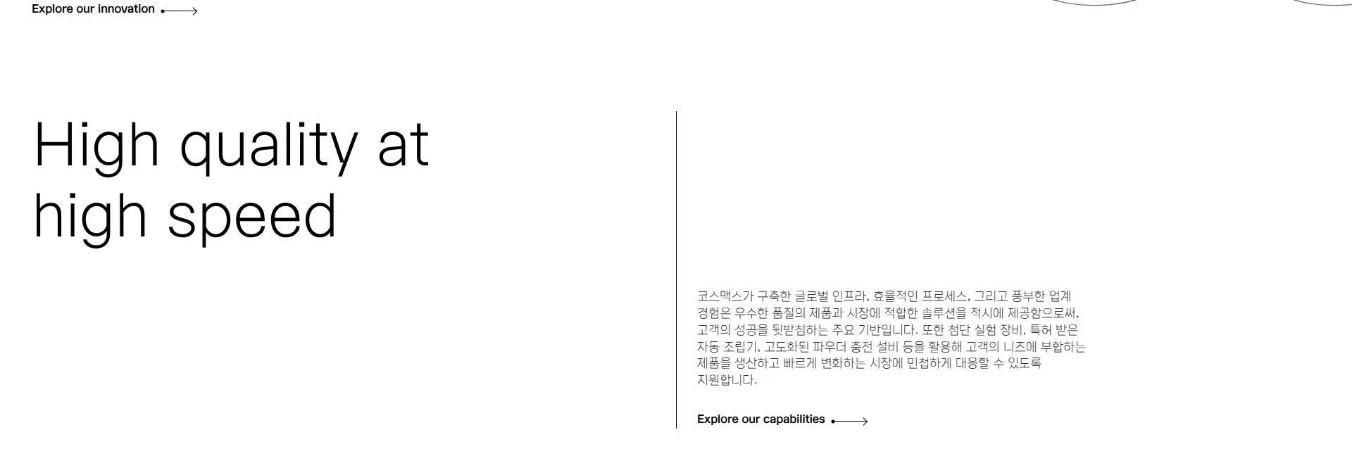 Cosmax Official Website 회사 소개 섹션
