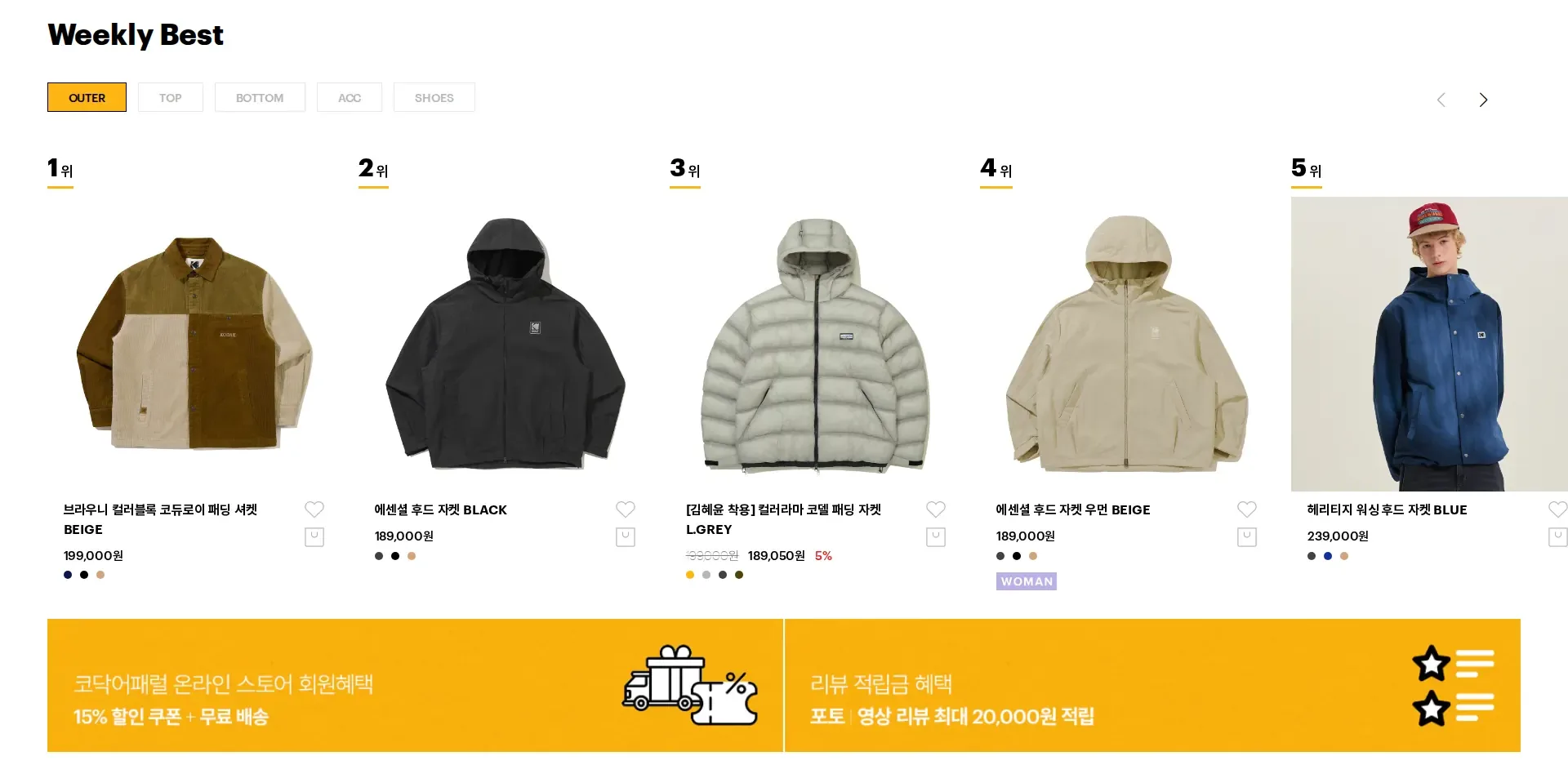 KODAK Apparel 상품·콘텐츠 목록 섹션