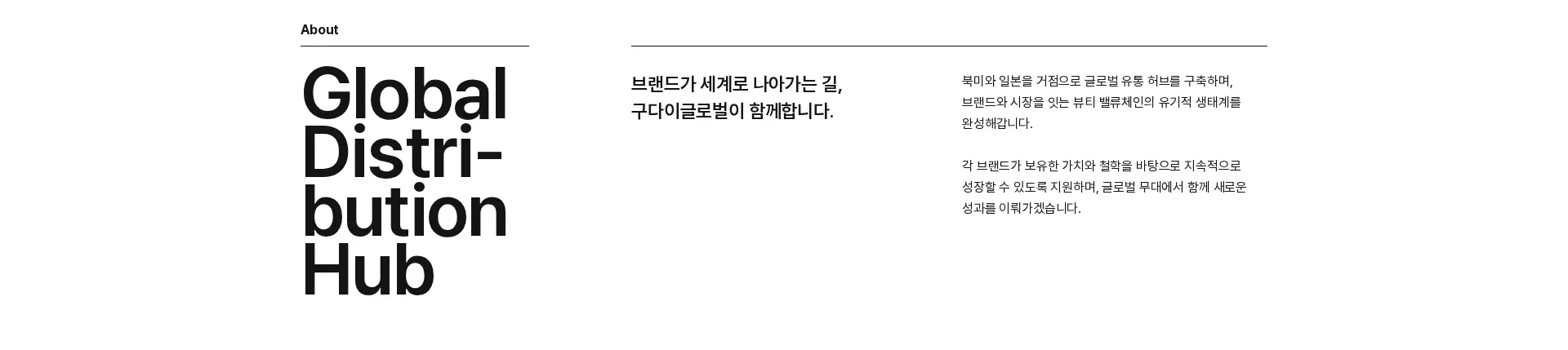 구다이글로벌 회사 소개 섹션